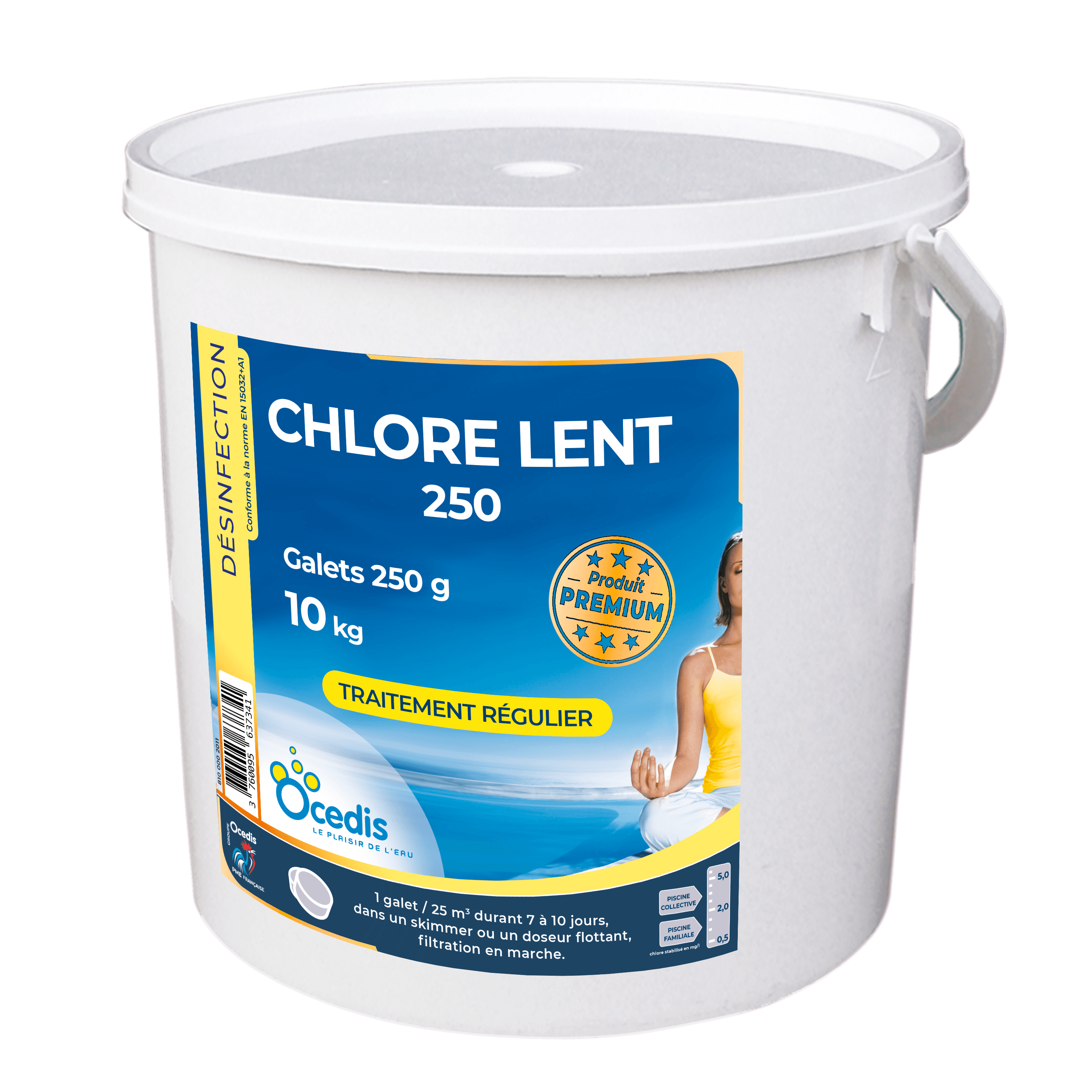 Seau de Chlore Lent 250 g 10 kg