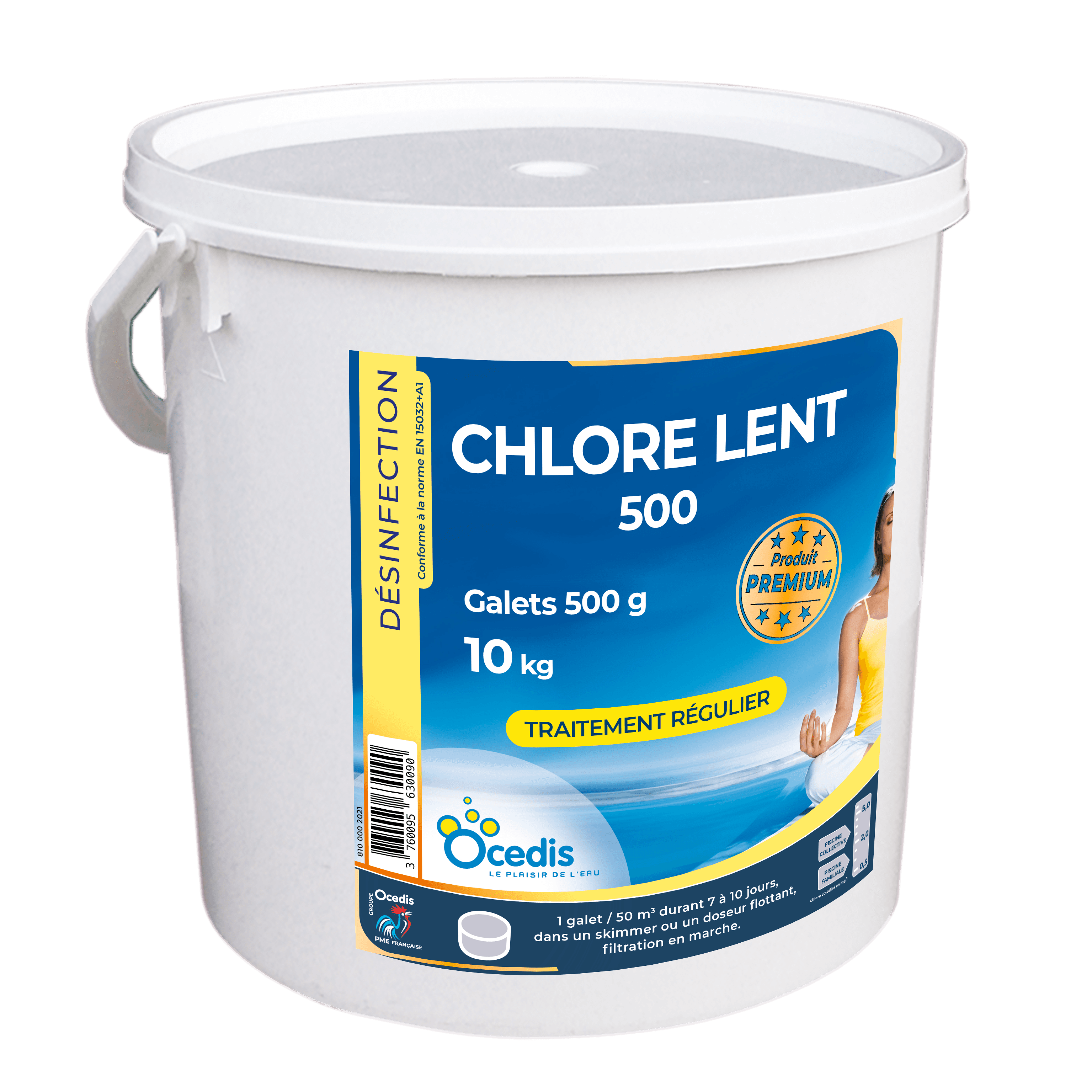 Seau de Chlore Lent 500 g 10 kg